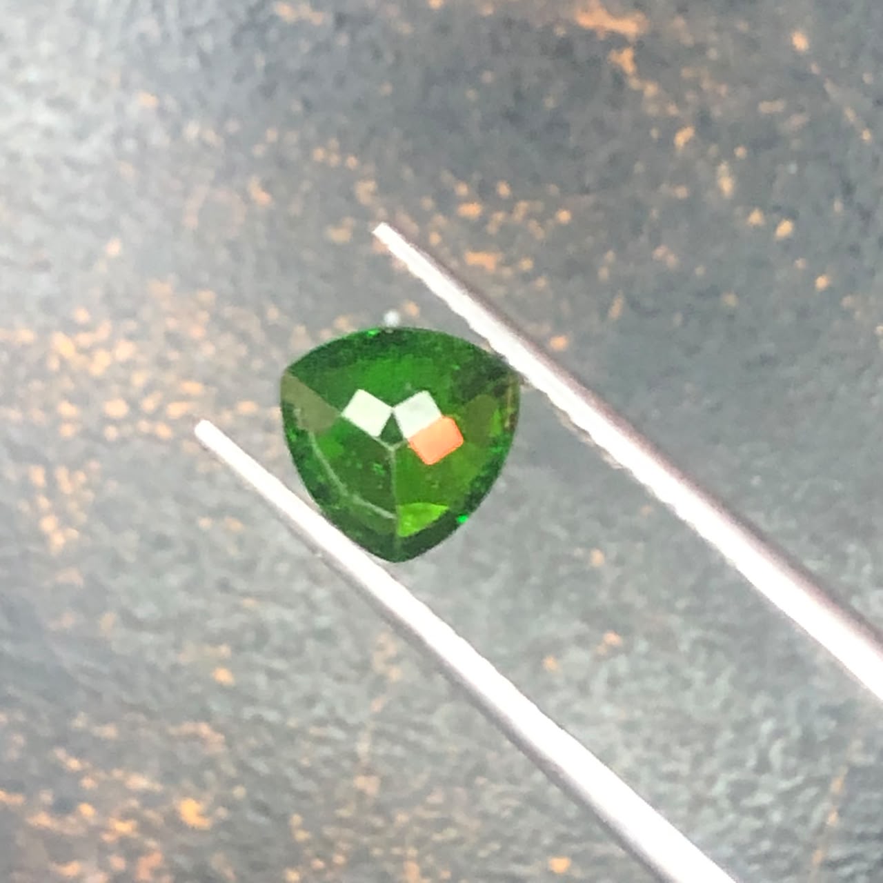 Natural 1.15 Carat Chrome Diopside Untreated Vivid Forest Green triangular Shape view 3