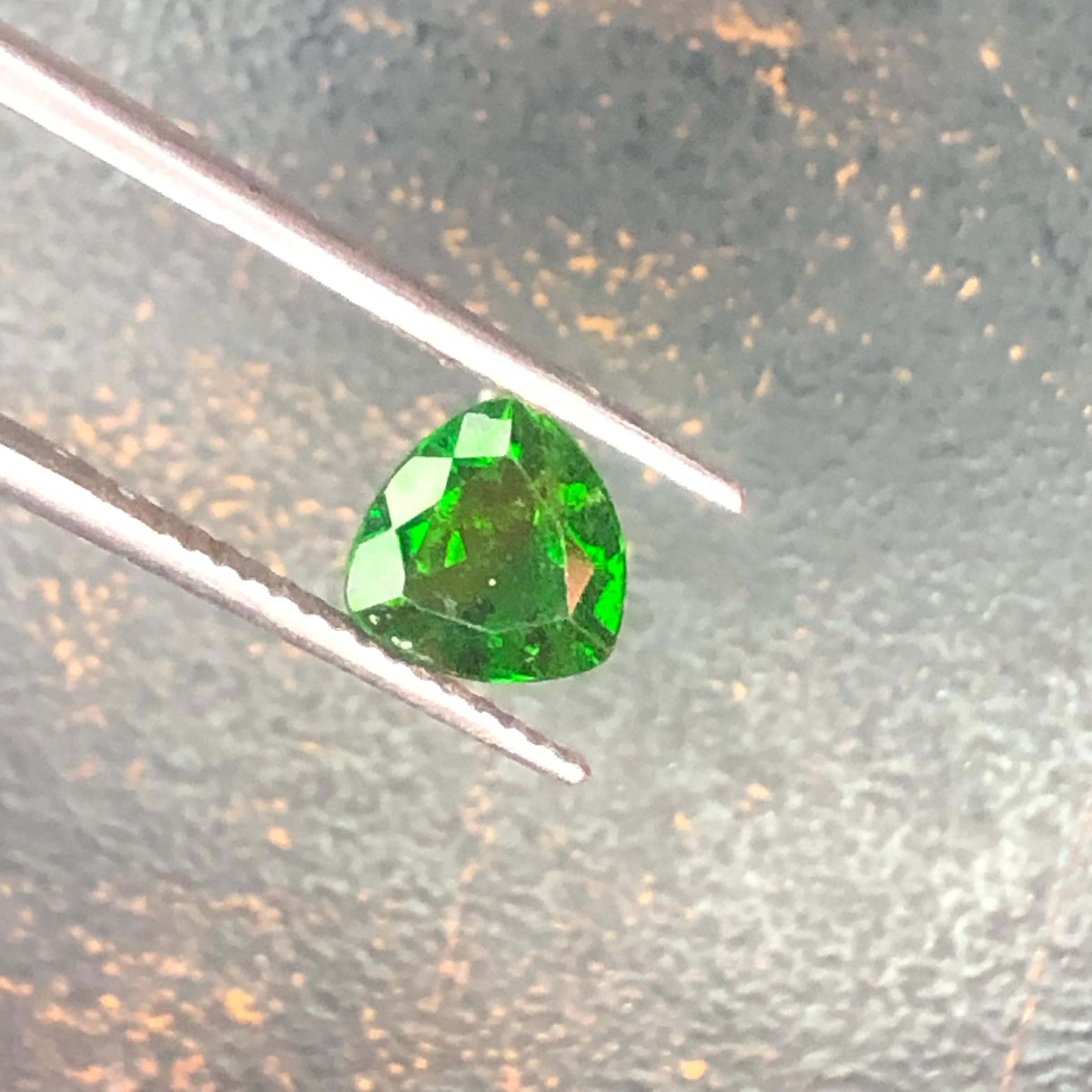 Natural 1.15 Carat Chrome Diopside Untreated Vivid Forest Green triangular Shape view 4