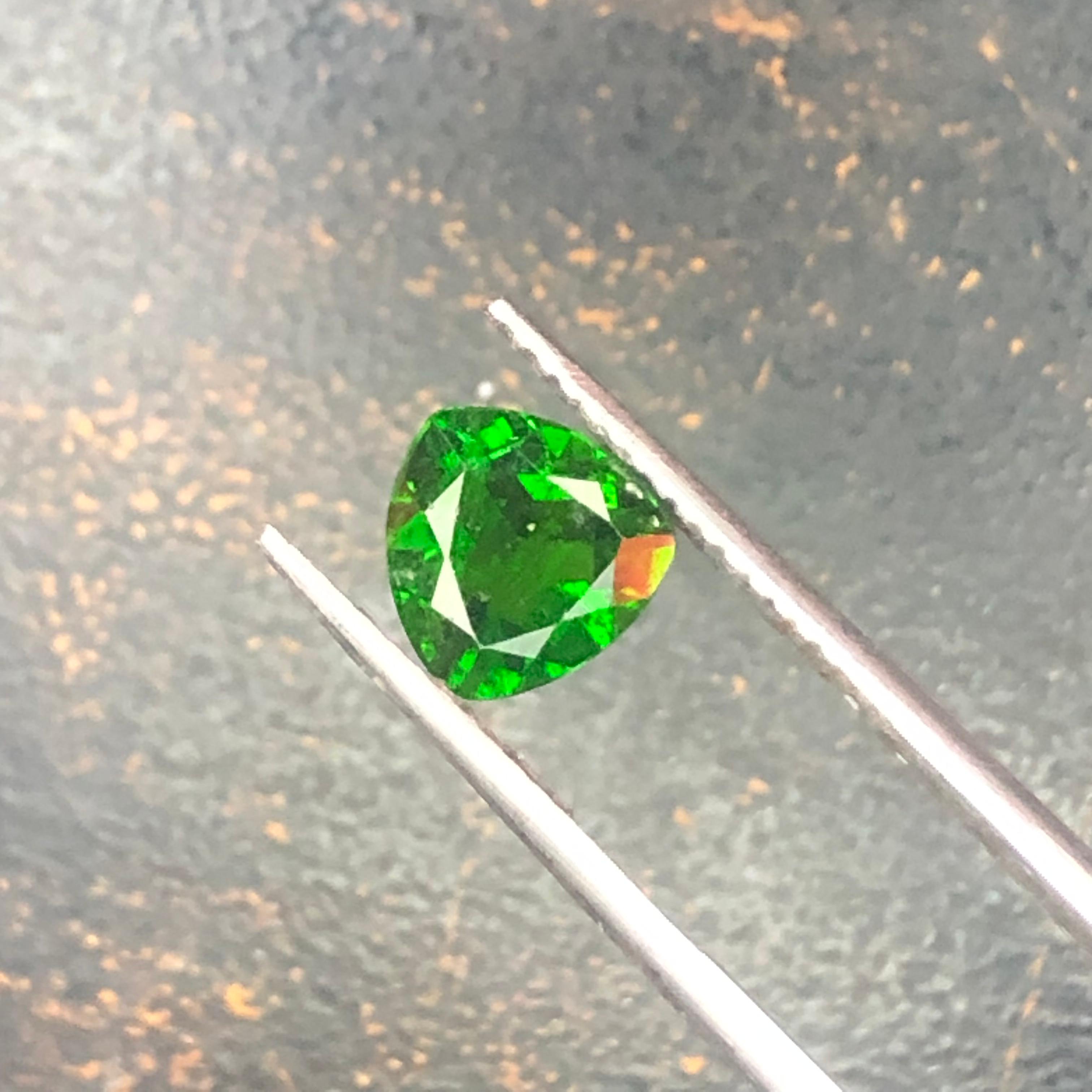 Natural 1.15 Carat Chrome Diopside Untreated Vivid Forest Green triangular Shape