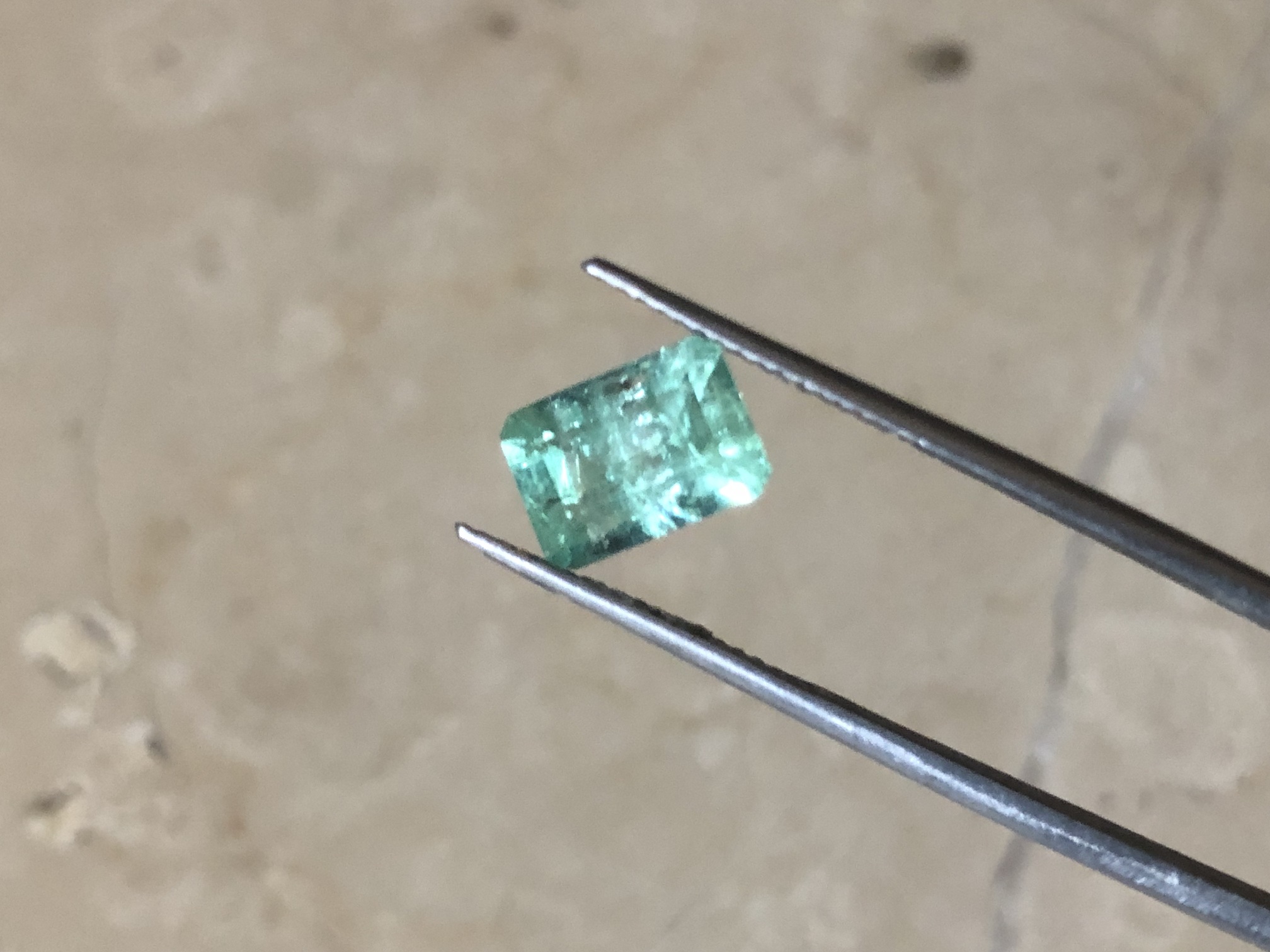 Natural Panjsher Emerald light Green Color 1.75 Caret Emerald Cut view 2