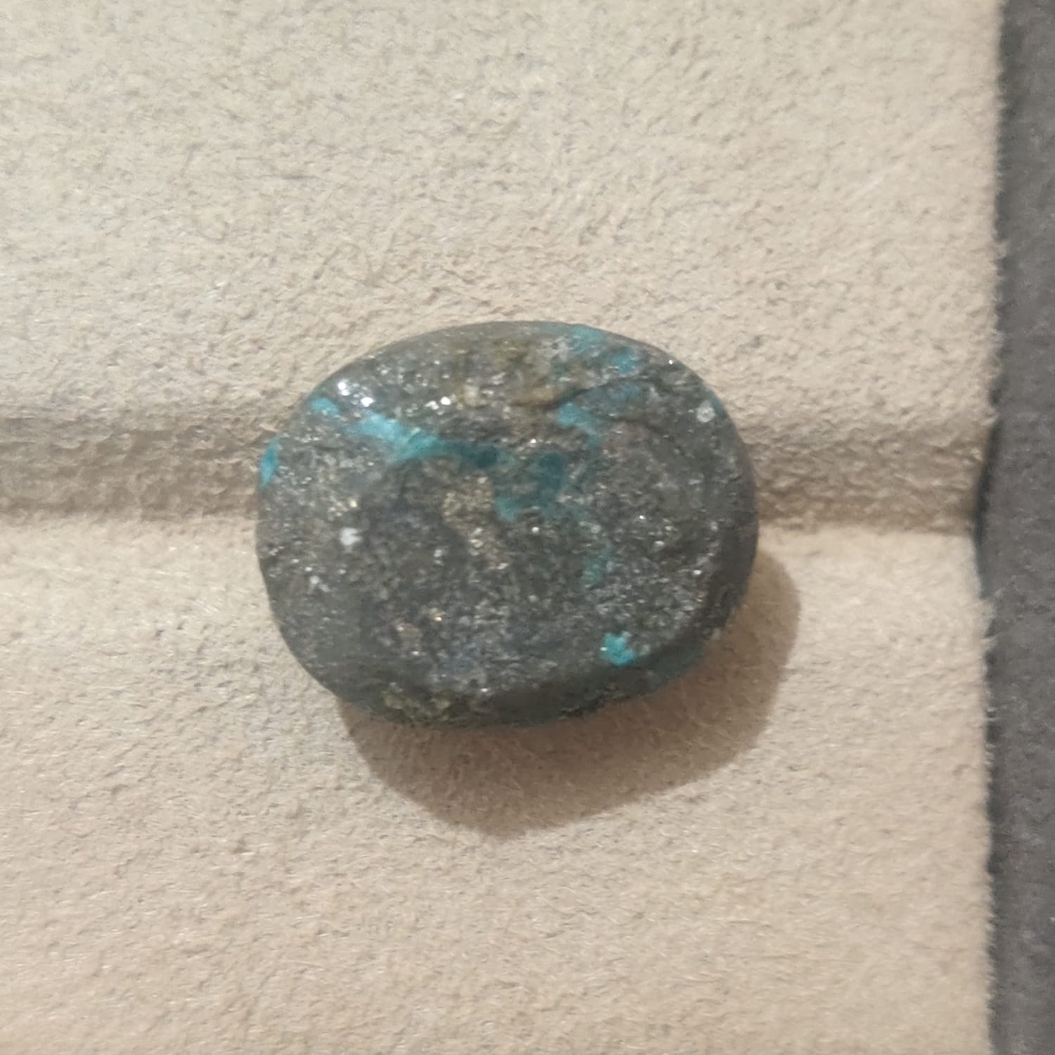 Beautiful Natural 18.45 Carat Turquoise Cabochon with Bright Gold Flecks – Smooth Oval Shape Ready for Pendant Bracelet or Necklace Setting view 3