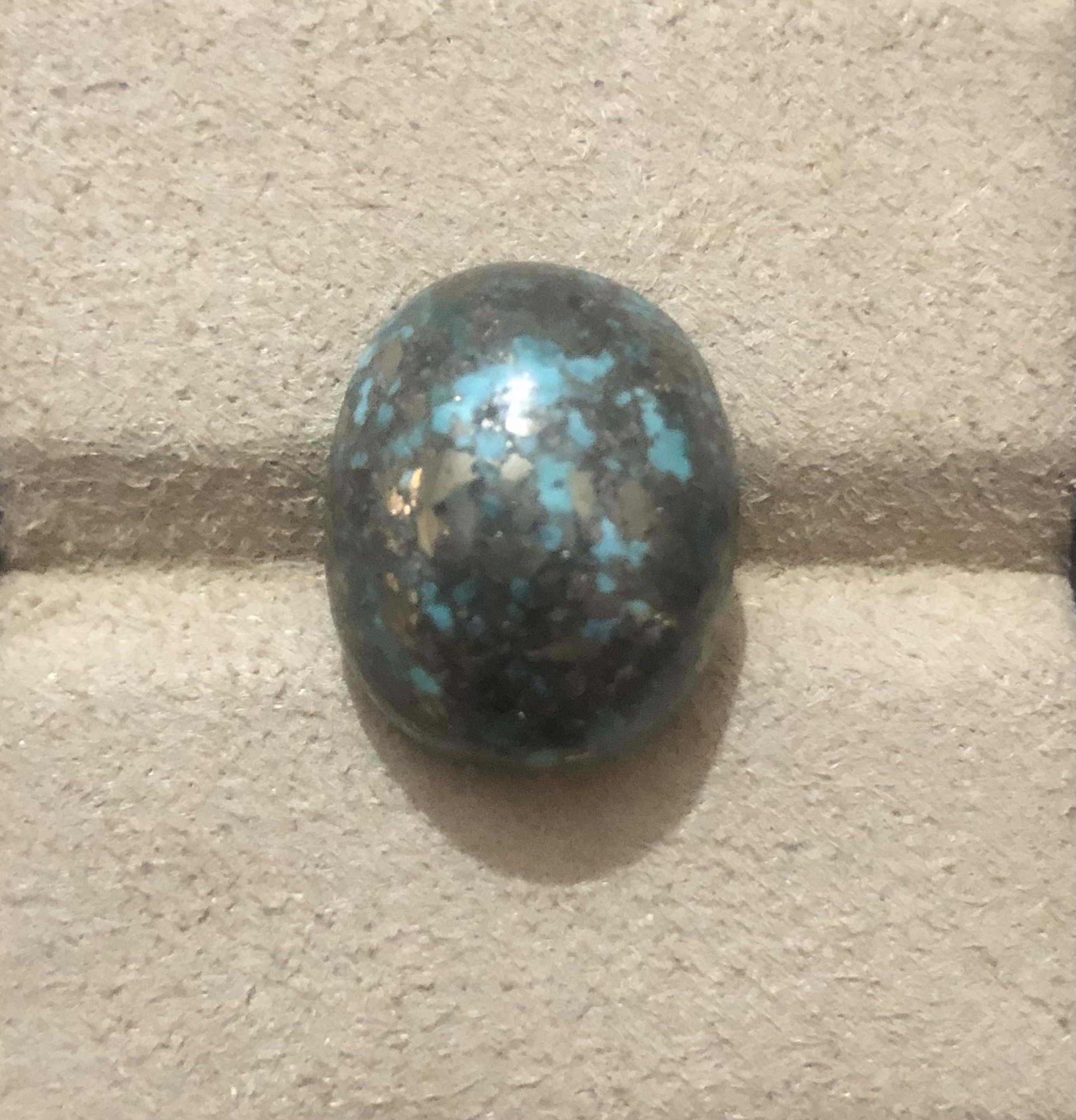 Beautiful Natural 18.45 Carat Turquoise Cabochon with Bright Gold Flecks – Smooth Oval Shape Ready for Pendant Bracelet or Necklace Setting view 4